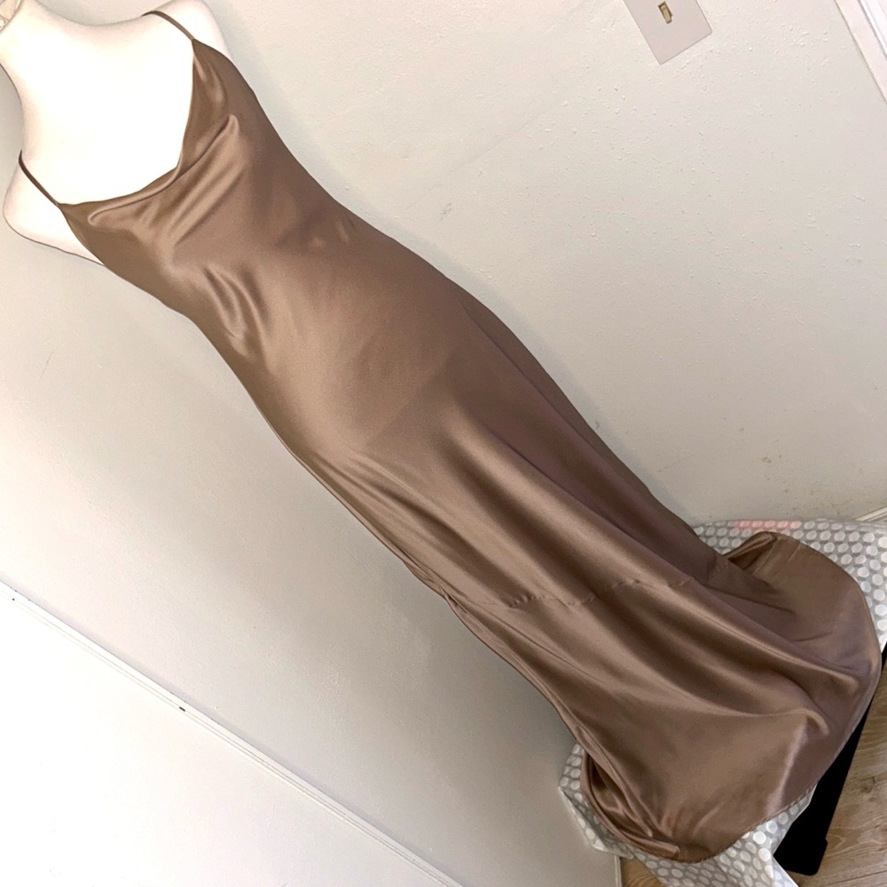 Show Me Your MuMu Taupe Floor Length Formal Prom Special Occassion Slip Dress - Picture 3 of 14